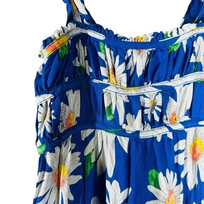 Zac Kids Girls Blue Floral Print Sundress Size M (7-8) Ruffled Straps Excellent - Thumbnail 2