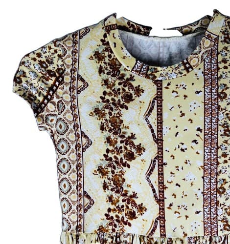 Beautees Girls Yellow Floral Geometric Shift Dress Sz 7 Short Sleeve Summer - Thumbnail 4