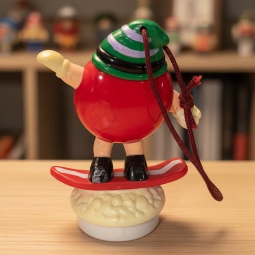 M&M's Red Football Candy Dispenser + 2 Holiday Ornaments Set Used Good - Thumbnail 6
