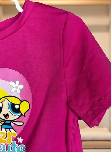 SHEIN Powerpuff Girls Super Cute Graphic Crop T-Shirt Kids Size 5Y Hot Pink - Thumbnail 3