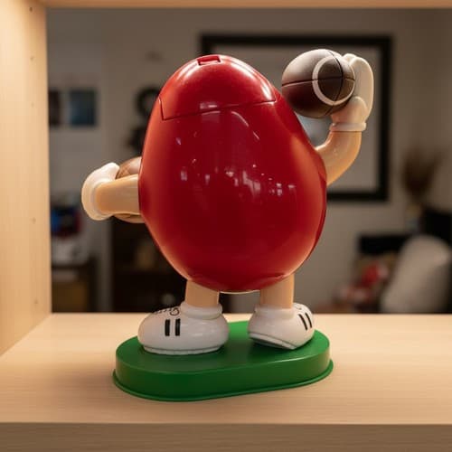 M&M's Red Football Candy Dispenser + 2 Holiday Ornaments Set Used Good - Thumbnail 8