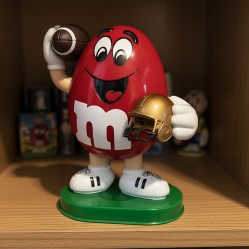 M&M's Red Football Candy Dispenser + 2 Holiday Ornaments Set Used Good - Thumbnail 2