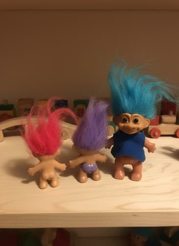 Vintage Troll Dolls Lot 3 1990s Ace Novelty Teal Purple Red Hair - Thumbnail 2