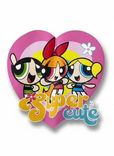 SHEIN Powerpuff Girls Super Cute Graphic Crop T-Shirt Kids Size 5Y Hot Pink - Thumbnail 2