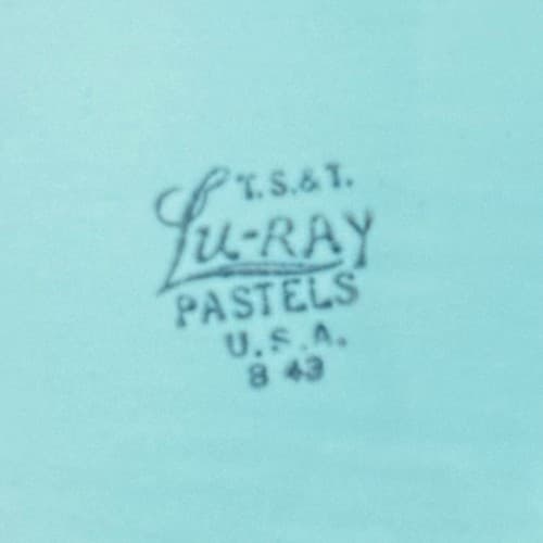 Vintage Lu-Ray Pastels Turquoise Oval Serving Platter T.S.&T. USA 1943 Ceramic - Thumbnail 3