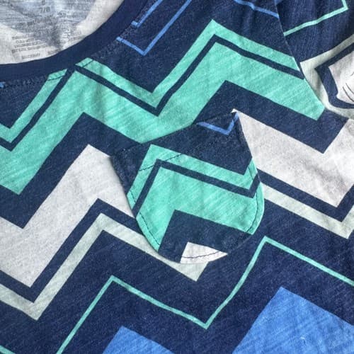 Arizona Jean Co Girls Chevron Pocket T-Shirt Blue Teal White Size S 7/8 Cotton - Thumbnail 4