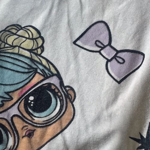 L.O.L. Surprise! Girls Tie-Front Graphic T-Shirt Cream Size Medium M 8 Short - Thumbnail 4