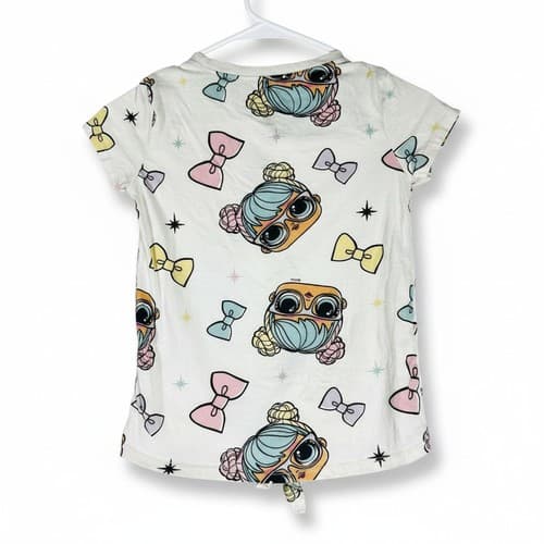 L.O.L. Surprise! Girls Tie-Front Graphic T-Shirt Cream Size Medium M 8 Short - Thumbnail 2
