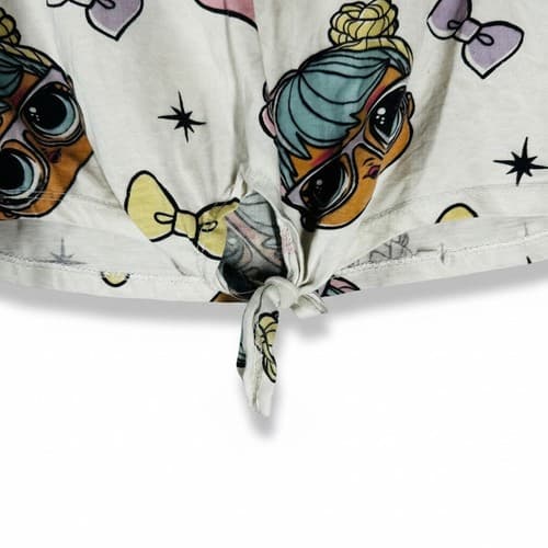 L.O.L. Surprise! Girls Tie-Front Graphic T-Shirt Cream Size Medium M 8 Short - Thumbnail 5