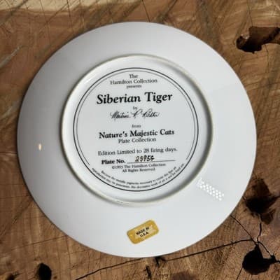 Vintage Tiger Collectors Plates Nat. Wildlife Fed, Hamilton, Fleeting Encounter - Thumbnail 3