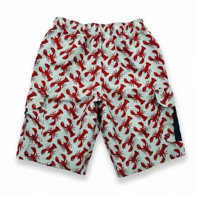Bev. Hills Polo Club Men's Sz S Lobster Print Swim Trunks Lt Blue - Excellent - Thumbnail 2