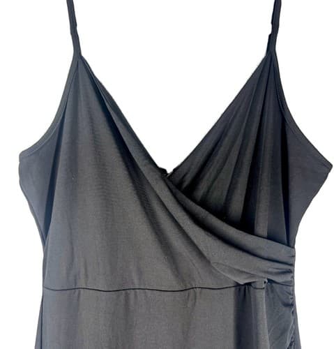 Venus Black High-Low Wrap Maxi Dress Women Size L V-Neck Stretchy Excellent - Thumbnail 6