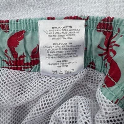 Bev. Hills Polo Club Men's Sz S Lobster Print Swim Trunks Lt Blue - Excellent - Thumbnail 4