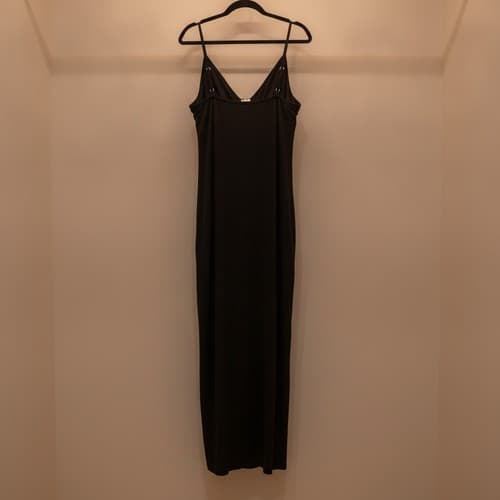 Venus Black High-Low Wrap Maxi Dress Women Size L V-Neck Stretchy Excellent - Thumbnail 5