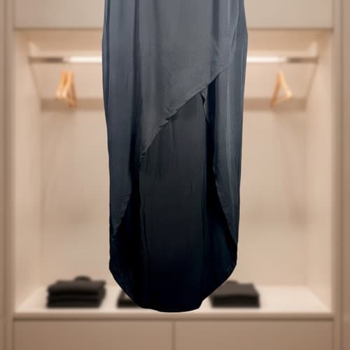 Venus Black High-Low Wrap Maxi Dress Women Size L V-Neck Stretchy Excellent - Thumbnail 3
