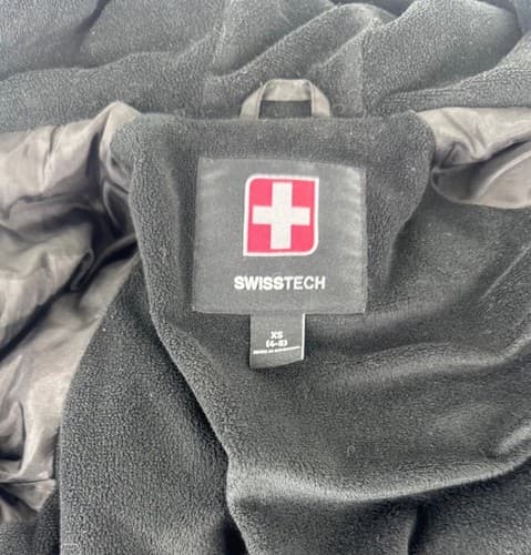 Swiss Tech Kids Black Hooded Puffer Jacket Size XS 4-5 Fleece Lined Warm Coat - Thumbnail 9