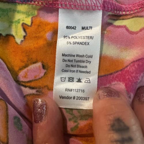 Alexia Floral Abstract Midi Dress Women's Size L Pink Yellow Short Sleeve Wrap - Thumbnail 7