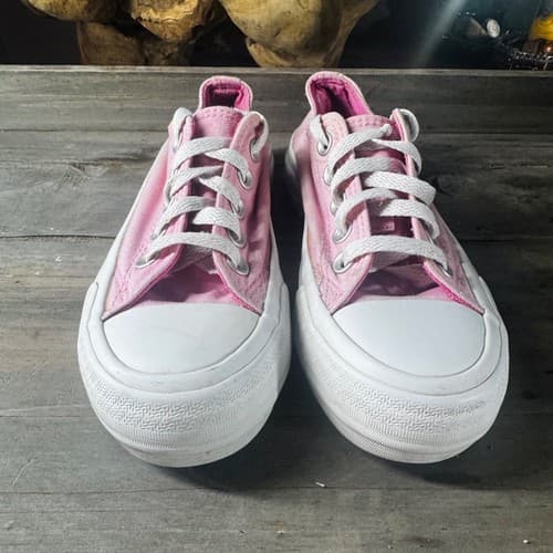 Wonder Nation Girls Pink Canvas Low Top Memory Foam Tennis Shoes Size 1 Youth - Thumbnail 3