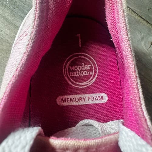 Wonder Nation Girls Pink Canvas Low Top Memory Foam Tennis Shoes Size 1 Youth - Thumbnail 8
