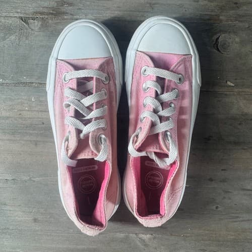 Wonder Nation Girls Pink Canvas Low Top Memory Foam Tennis Shoes Size 1 Youth - Thumbnail 2