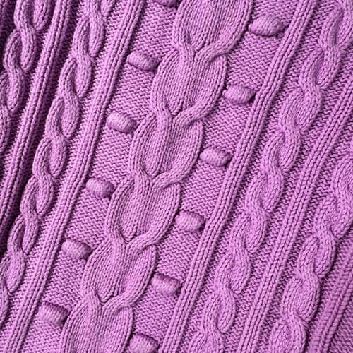 Gap Kids Girls Violet Purple Cable Knit Pom Pom Sweater Size M 8 Excellent - Thumbnail 2