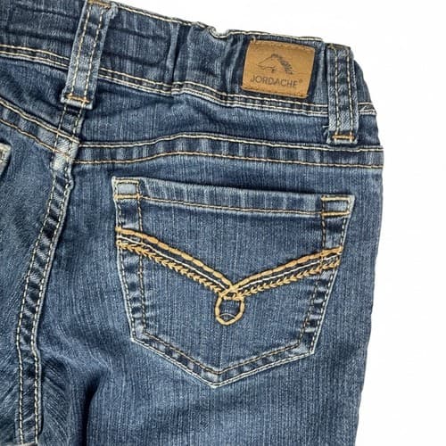 Jordache Girls Bootcut Jeans Size 7 Regular Blue Denim Stretch Pants Adjustable - Thumbnail 4