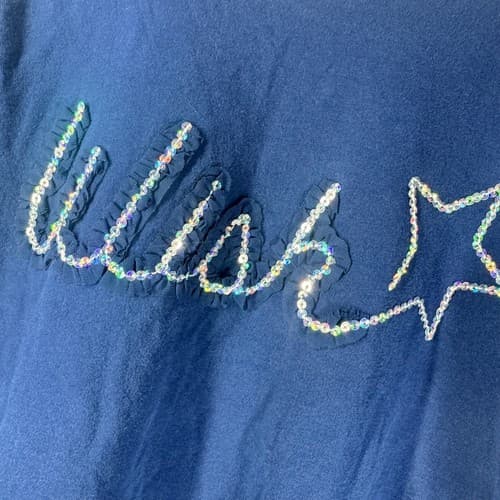 Carter's Girls Blue Wish Sequin Long Sleeve Shirt Size 8 Cotton Blend Tee - Thumbnail 4