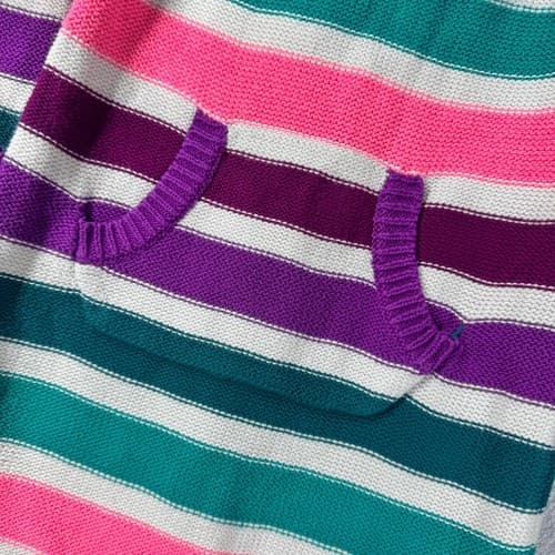 Cherokee Girls Striped Knit Sweater Dress 3T Purple Pink Teal Cotton Blend - Thumbnail 7