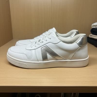 Mia Alisa Women's White Silver Low Top Sneakers 8.5M Casual Shoes Athleisure - Thumbnail 3