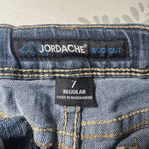 Jordache Girls Bootcut Jeans Size 7 Regular Blue Denim Stretch Pants Adjustable - Thumbnail 5