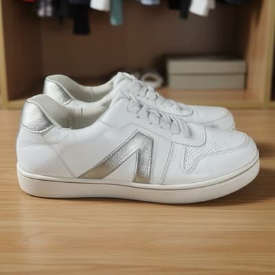 Mia Alisa Women's White Silver Low Top Sneakers 8.5M Casual Shoes Athleisure - Thumbnail 4