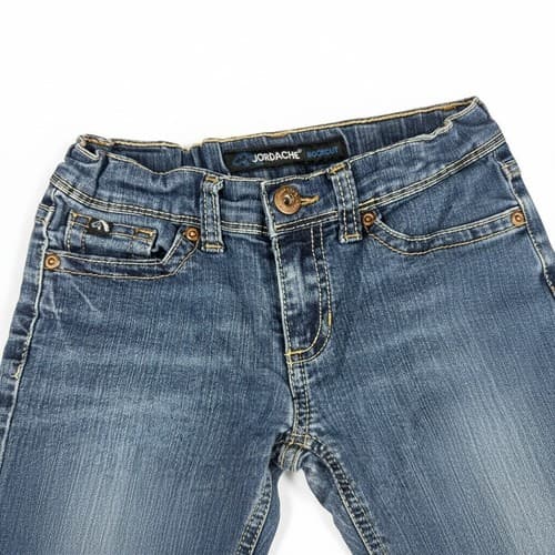 Jordache Girls Bootcut Jeans Size 7 Regular Blue Denim Stretch Pants Adjustable - Thumbnail 2