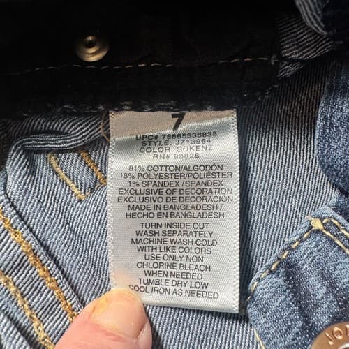Jordache Girls Bootcut Jeans Size 7 Regular Blue Denim Stretch Pants Adjustable - Thumbnail 6