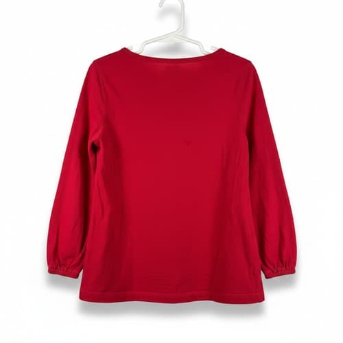 OshKosh B'gosh Girls Red Eyelet Lace Long Sleeve Pullover Shirt Size 6/6X Cotton - Thumbnail 2