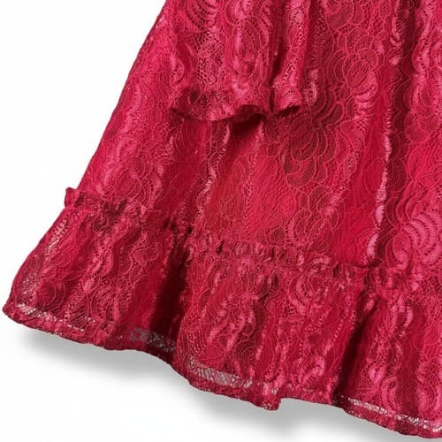 Wonder Nation Girls Red Lace Long Sleeve Tea Length Dress Size 5T Party Holidays - Thumbnail 4