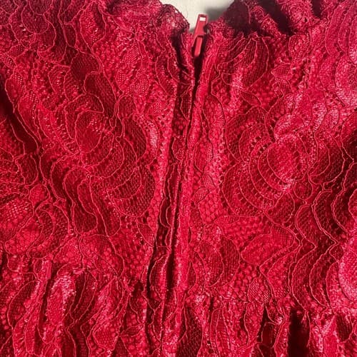 Wonder Nation Girls Red Lace Long Sleeve Tea Length Dress Size 5T Party Holidays - Thumbnail 9