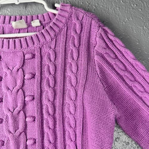 Gap Kids Girls Violet Purple Cable Knit Pom Pom Sweater Size M 8 Excellent - Thumbnail 4