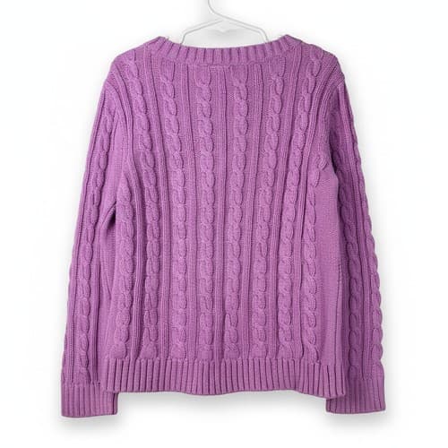Gap Kids Girls Violet Purple Cable Knit Pom Pom Sweater Size M 8 Excellent - Thumbnail 5