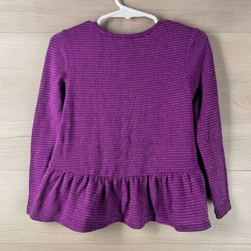 Old Navy Girls Purple Metallic Stripe Peplum Cardigan Sweater Size 3T Excellent - Thumbnail 2