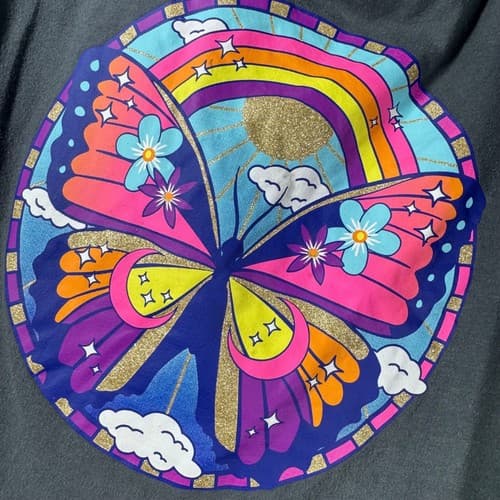 The Children's Place Girls Butterfly Rainbow Graphic T-Shirt Grey Size S 5/6 - Thumbnail 2