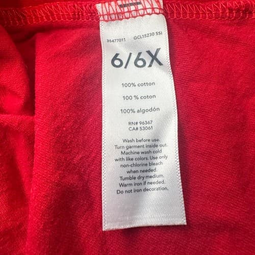 OshKosh B'gosh Girls Red Eyelet Lace Long Sleeve Pullover Shirt Size 6/6X Cotton - Thumbnail 7