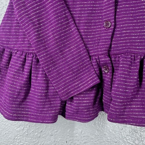 Old Navy Girls Purple Metallic Stripe Peplum Cardigan Sweater Size 3T Excellent - Thumbnail 3