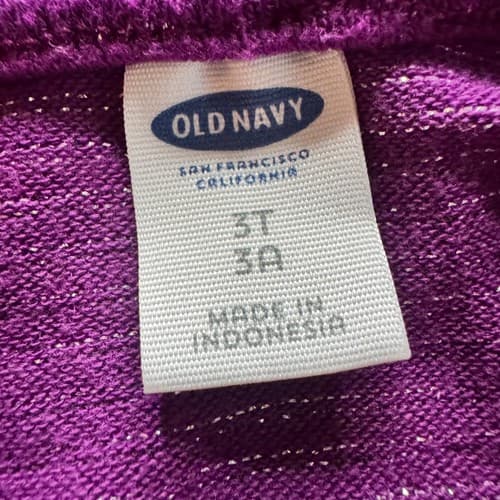 Old Navy Girls Purple Metallic Stripe Peplum Cardigan Sweater Size 3T Excellent - Thumbnail 4