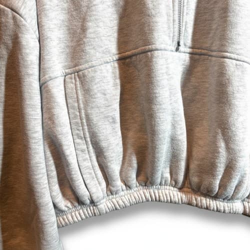 Lazy Sunday Women's Gray Half-Zip Cropped Sweatshirt Size L Excellent Condition - Thumbnail 5