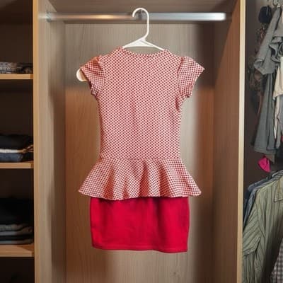 Dream Girl Girls Red White Polka Dot Peplum Knee-Length Dress Size 8 Party - Thumbnail 2