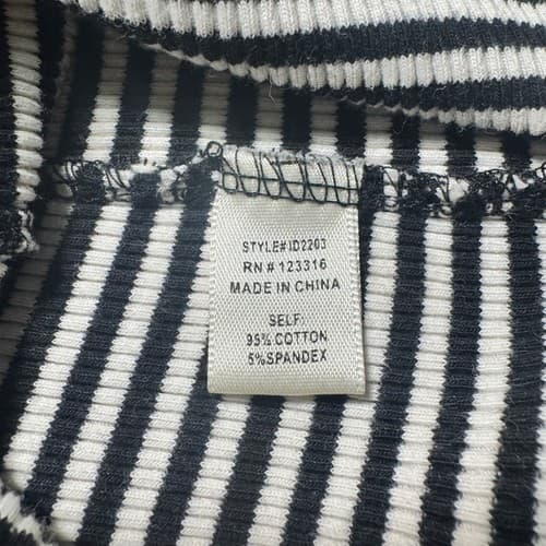Iris Los Angeles Striped Ribbed Dress Small Black White Side Slit Cotton Stretch - Thumbnail 6