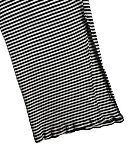 Iris Los Angeles Striped Ribbed Dress Small Black White Side Slit Cotton Stretch - Thumbnail 4