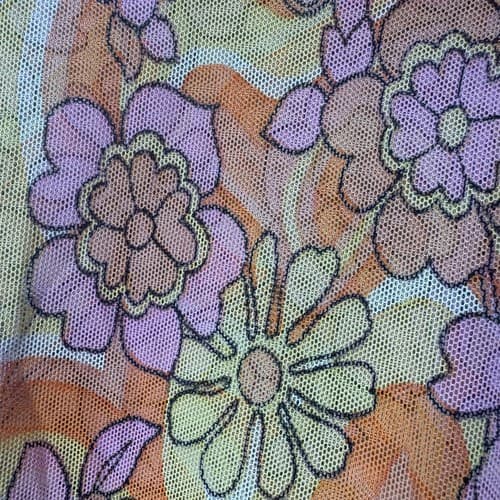 3 Girls Clothing Floral Sheer Mesh Short Sleeve Top Pink Orange Yellow Size M - Thumbnail 7