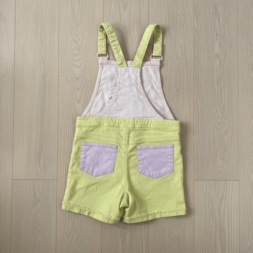 365 Kids from Garanimals Girls Unicorn Pastel Denim Shortalls Size 7 - Thumbnail 3