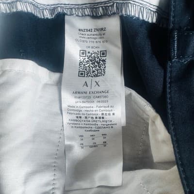 Armani Exchange Men's Navy Chino Shorts Size 34 Cotton Blend Excellent Condition - Thumbnail 6
